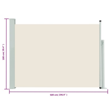 Copertină laterală retractabilă de terasă, crem, 100 x 500 cm - Img 5