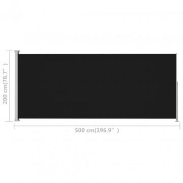 Copertină laterală retractabilă de terasă, negru, 200 x 500 cm - Img 6