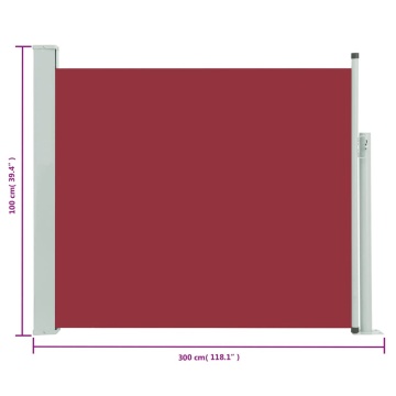 Copertină laterală retractabilă de terasă, roșu, 100 x 300 cm - Img 11