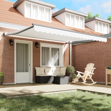 Copertină manuală retractabilă Alb 400x300 cm, Material de înlocuire pentru copertină pentru cadru de 4x3 m Alb - Img 3