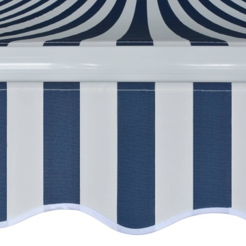 Copertină pliabilă cu acționare manuală, albastru/alb, 400 cm - Img 4