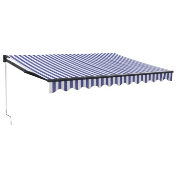 Copertină retractabilă albastru/alb, 3x2,5 m, textil/aluminiu - Img 2