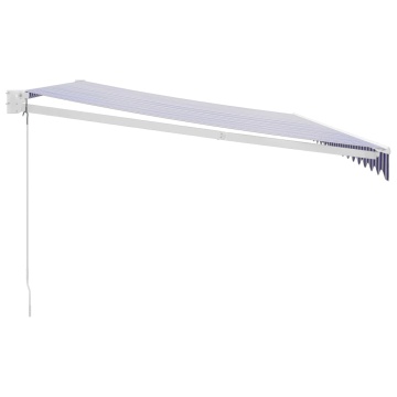Copertină retractabilă albastru/alb, 5x3 m, textil/aluminiu - Img 4