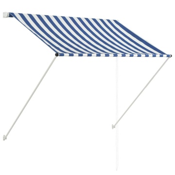 Copertină retractabilă, albastru și alb, 150 x 150 cm - Img 2