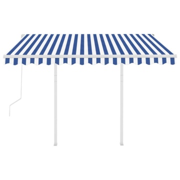 Copertină retractabilă automat cu stâlpi albastru/alb 3,5x2,5 m - Img 4