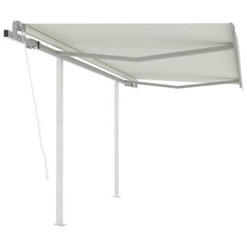 Copertină retractabilă automat cu stâlpi, crem, 3x2,5 m - Img 1