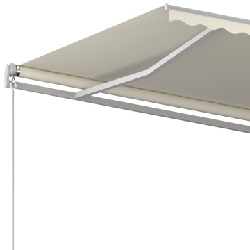 Copertină retractabilă automat, cu stâlpi, crem, 6x3 m - Img 5