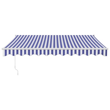 Copertină retractabilă automată, albastru și alb, 3x2,5 m - Img 3