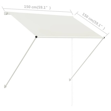 Copertină retractabilă, crem, 150 x 150 cm - Img 7