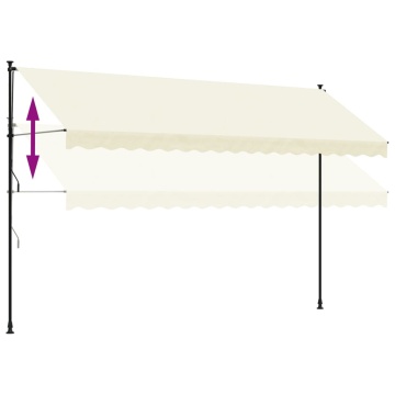 Copertină retractabilă, crem, 400x150 cm, țesătură și oțel - Img 6