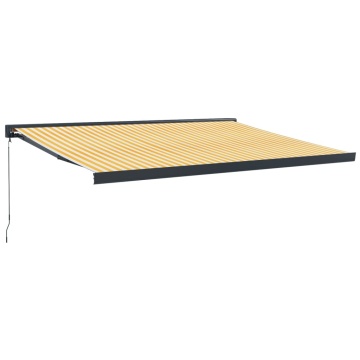 Copertină retractabilă galben și alb, 4x3 m, textil și aluminiu - Img 2