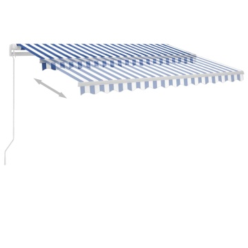 Copertină retractabilă manual, albastru/alb, 300x250 cm - Img 3