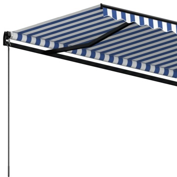 Copertină retractabilă manual, albastru și alb, 500x350 cm - Img 7