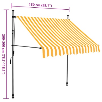 Copertină retractabilă manual cu LED, alb & portocaliu, 150 cm - Img 11