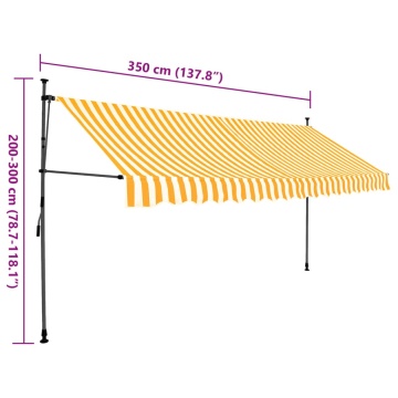 Copertină retractabilă manual cu LED, alb & portocaliu, 350 cm - Img 11
