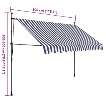 Copertină retractabilă manual cu LED, albastru & alb, 300 cm - Img 11
