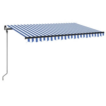 Copertină retractabilă manual cu LED, albastru&alb, 400x300 cm - Img 2