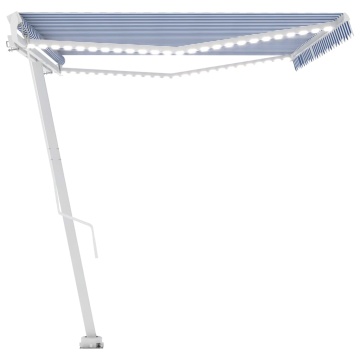 Copertină retractabilă manual cu LED, albastru & alb 500x300 cm - Img 5