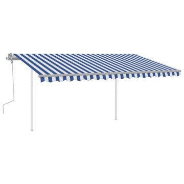 Copertină retractabilă manual, cu LED, albastru și alb, 4x3 m - Img 2