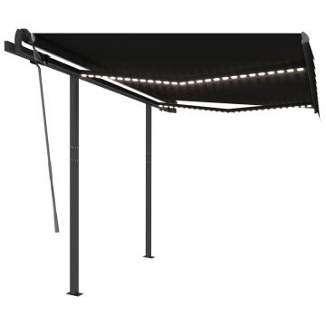 Copertină retractabilă manual cu LED, antracit, 3,5x2,5 m - Img 2