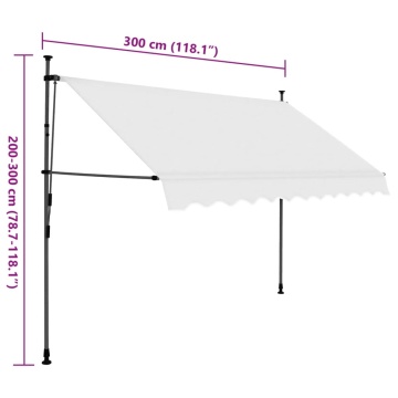 Copertină retractabilă manual cu LED, crem, 300 cm - Img 11