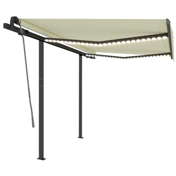 Copertină retractabilă manual cu LED, crem, 3x2,5 m - Img 2