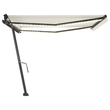 Copertină retractabilă manual cu LED, crem, 450x350 cm - Img 4