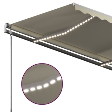 Copertină retractabilă manual cu LED, crem, 450x350 cm - Img 5