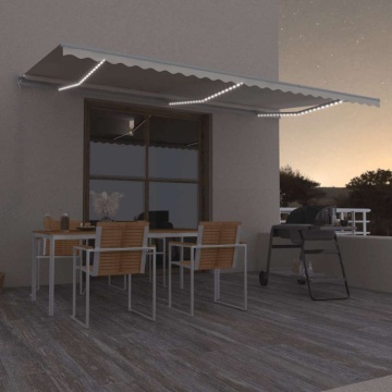 Copertină retractabilă manual cu LED, crem, 600x300 cm - Img 1