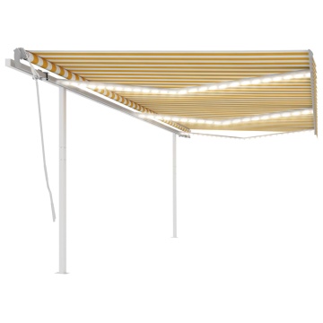 Copertină retractabilă manual cu LED, galben&alb, 6x3 m - Img 1