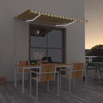 Copertină retractabilă manual cu LED, galben și alb, 300x250 cm - Img 1