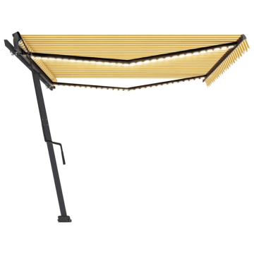 Copertină retractabilă manual cu LED, galben și alb, 500x300 cm - Img 8