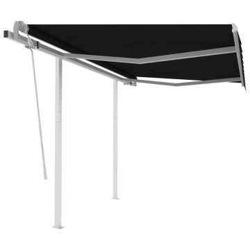 Copertină retractabilă manual cu stâlpi, antracit, 3x2,5 m - Img 1