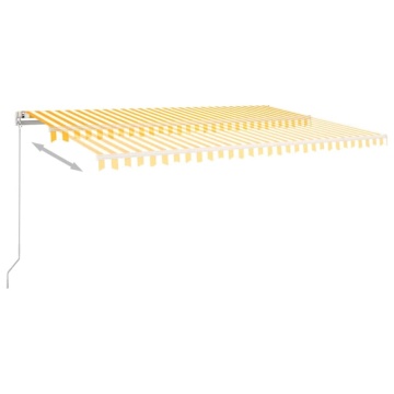 Copertină retractabilă manual, galben și alb, 500x300 cm - Img 4