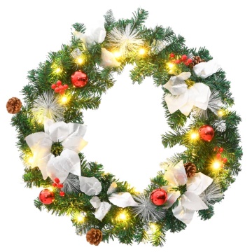 Coroniță de Crăciun cu becuri LED, verde, 60 cm, PVC - Img 2