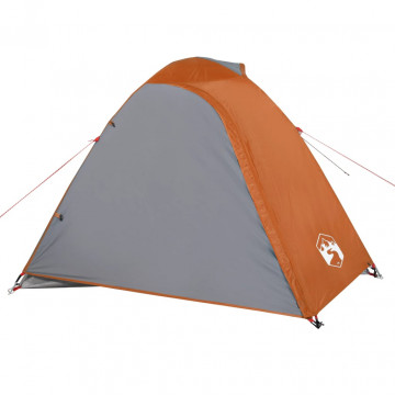 Cort camping 2 persoane gri/portocaliu 264x210x125cm tafta 185T - Img 5