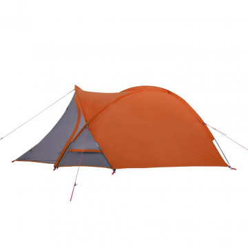 Cort camping 2 persoane gri/portocaliu 320x140x120cm tafta 185T - Img 6