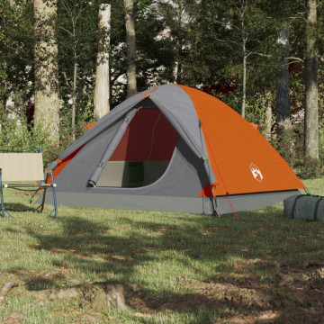 Cort camping 3 persoane gri/portocaliu 240x217x120cm tafta 190T - Img 3