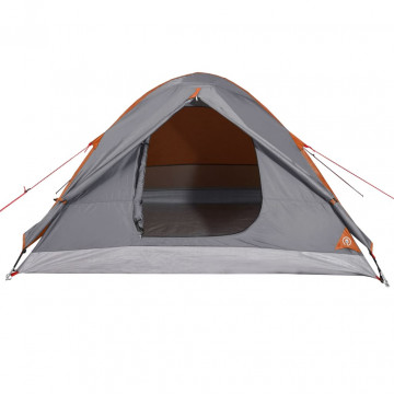 Cort camping 3 persoane gri/portocaliu 240x217x120cm tafta 190T - Img 7
