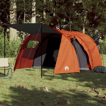Cort camping 4 persoane gri/portocaliu 420x260x153cm tafta 185T - Img 1