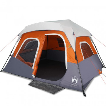 Cort camping cu LED pentru 6 persoane, gri deschis/portocaliu - Img 2