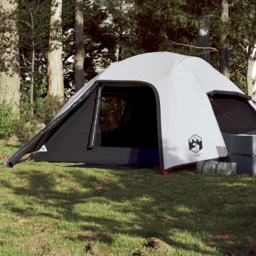 Cort camping cupolă 4 persoane alb, țesătură opacă, impermeabil - Img 1