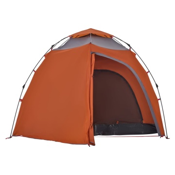 Cort camping cupolă 4 persoane, gri/portocaliu, setare rapidă - Img 6