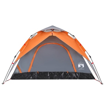 Cort camping cupolă 5 persoane, gri/portocaliu, setare rapidă - Img 2