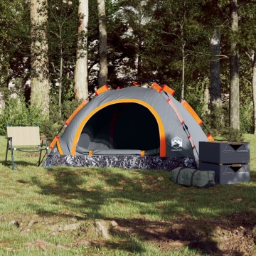 Cort de camping, 2 persoane, gri/portocaliu, setare rapidă - Img 3