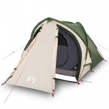Cort de camping 2 persoane, verde, 320x140x120 cm, tafta 185T - Img 2