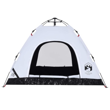 Cort de camping 3 persoane, alb opac, setare rapidă, țesătură - Img 7
