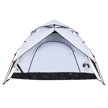 Cort de camping 3 persoane, alb opac, setare rapidă, țesătură - Img 5
