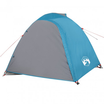 Cort de camping 4 persoane albastru, 267x272x145 cm, tafta 185T - Img 5