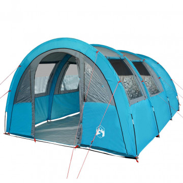 Cort de camping 4 persoane albastru, 483x340x193 cm, tafta 185T - Img 8
